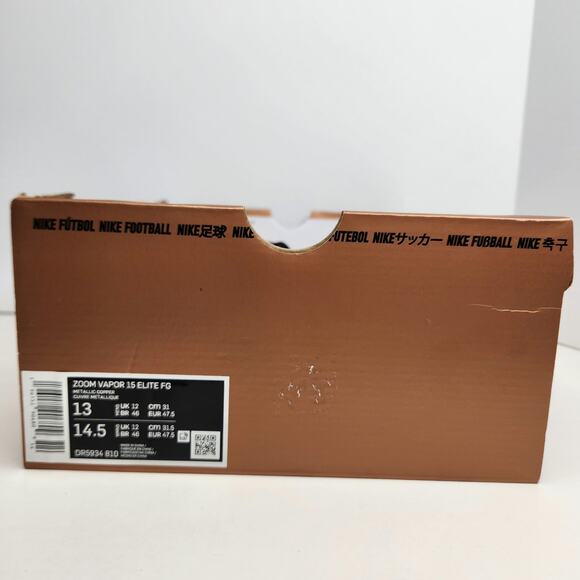 Nike Zoom Vapor 15 Elite FG Generation Pack Copper Size 13 Men